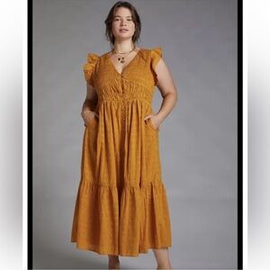COPY - Anthropologie Orange Smocked Ruffle
Maxi Dress (Size:XS)